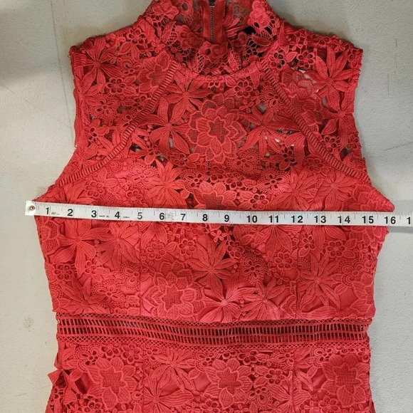 Bardot Elise Lace Dress in Poppy Red Sleeveless High Neck Size 6/S NWT $149 - Picture 9 of 12